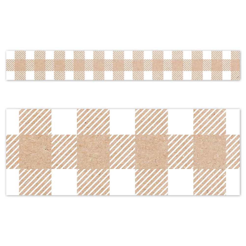 Bulletin Board Decor - Krafty Pop Kraft Buffalo Check EZ Border