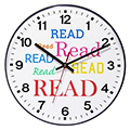 Read, Read, Read Wall Clock - 12 in. Diameter