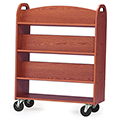 MAR-LINE® Designer Oak Book Truck - 6 Sloped, 1 Flat Bottom Shelf