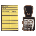 Library Card and Stamp Enamel Brass Pin Set - 2/Pkg