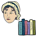 Jane Austen & Books Enamel Pin - 2/Pkg