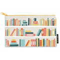 Bookshelf Flat Canvas Zippered Pouch