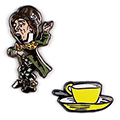 Mad Hatter & Teacup Enamel Pin - 2/Pkg