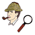 Sherlock Holmes & Magnifying Glass Enamel Pin - 2/Pkg