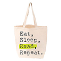 LoveLit Eat, Sleep, Read, Repeat. Gusseted Canvas Tote Bag