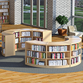 Russwood&reg; Curved Wood Library Shelving