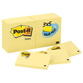Post-it&reg; Notes - Canary Yellow - 3 x 5, 12 Pads/Pkg