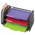 SAFCO® Onyx™ Mesh Desk Organizer - 1 Upright / 3 Sliding Letter Trays