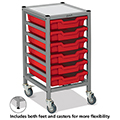 Gratnells® Dynamis Single Low Trolley - 6 Shallow Trays