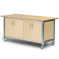 3branch Maker Storage Table - 36 in.H x 72 in.W x 30 in.D, 2 Door with Butcher Block Top