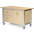 3branch Maker Storage Table - 36 in.H x 60 in.W x 30 in.D, 2 Door & 2 Drawer with Butcher Block Top