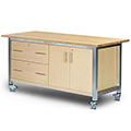 3branch Maker Storage Table - 36 in.H x 72 in.W x 30 in.D, 2 Door & 2 Drawer with Butcher Block Top