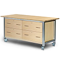 3branch Maker Storage Table - 36 in.H x 72 in.W x 30 in.D, 2 Double-Drawer with Butcher Block Top