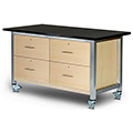 3branch Maker Storage Table - 36 in.H x 60 in.W x 30 in.D, 2 Double-Drawer with Phenolic Resin Top
