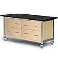 3branch Maker Storage Table - 36 in.H x 72 in.W x 30 in.D, 2 Double-Drawer with Phenolic Resin Top