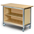 3branch Maker Storage Table - 36 in.H x 48 in.W x 30 in.D, 1 Open Module with Butcher Block Top