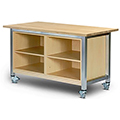 3branch Maker Storage Table - 36 in.H x 60 in.W x 30 in.D, 2 Open Module with Butcher Block Top