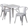 Metal Indoor/Outdoor Standard Height Bistro Table & 2 Chair with arms Set