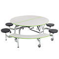 AmTab&reg; Mobile Cafeteria Stool & Bench Table - Round