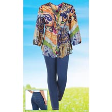 Soft Knit Faux Jean Capris