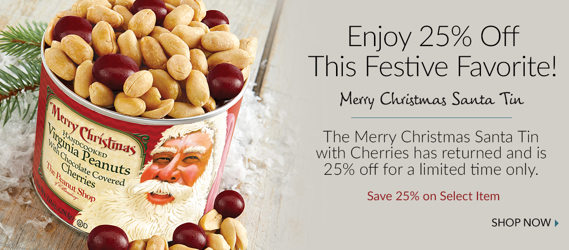 Merry Christmas Santa Tin - The Peanut Shop of Williamsburg