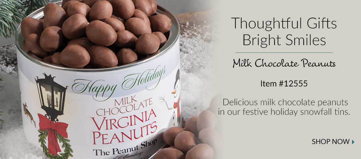 Holiday Snowfall Milk Chocolate Peanuts - The Peanut Shop of Williamsburg