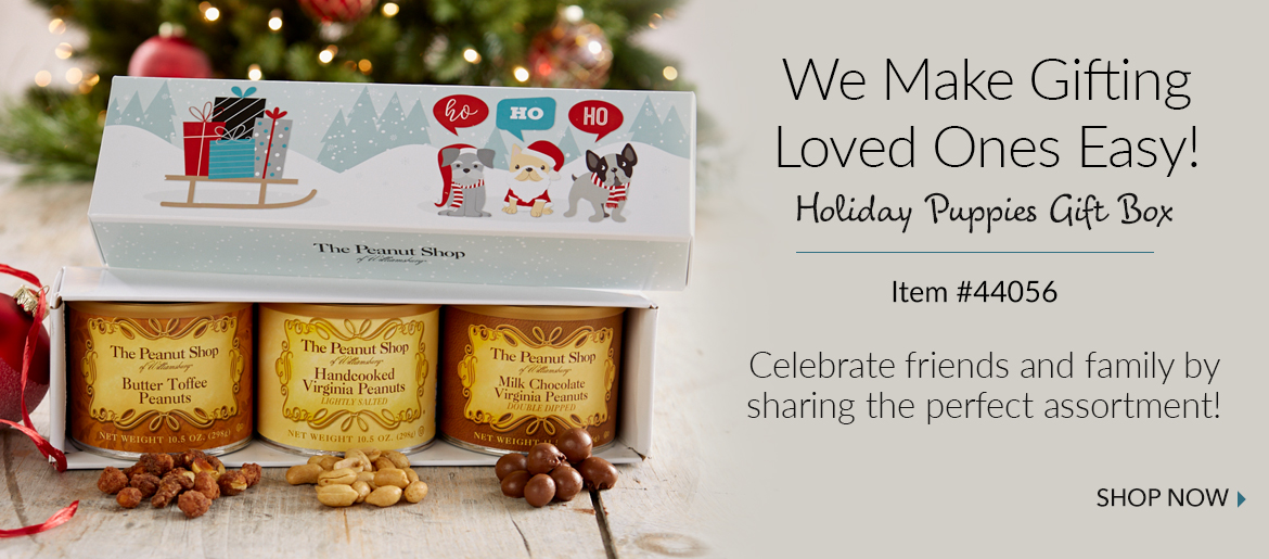Holiday Puppies Gift Box - The Peanut Shop of Williamsburg