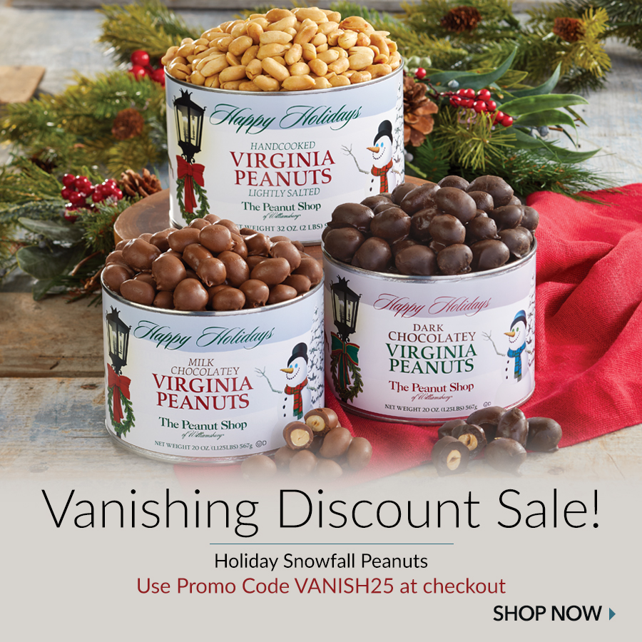 Holiday Snowfall - The Peanut Shop of Williamsburg