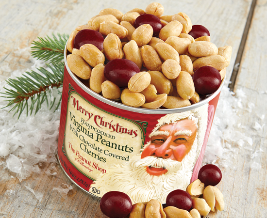 Merry Christmas Santa Tin With Cherries