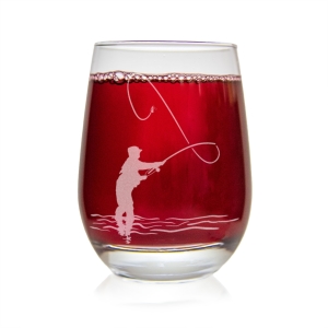 Etched Glassware - Fly Fisher Stemless