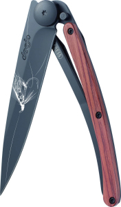 Deejo Tatoo Small Pocket Knives - Fly / Coral Wood