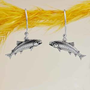 Sterling Silver Trout Dangle Earrings