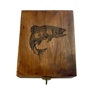Trout Etched Solid Wood Playing Card-Trinket Box 4-5/8 inch 