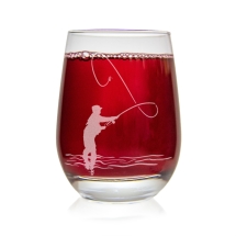 Etched Glassware - Fly Fisher Stemless Etched Glassware - Fly Fisher Stemless