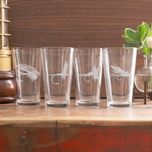 Etched Glassware - Flies Pint Set of 4 Etched Glassware - Flies Pint Set of 4