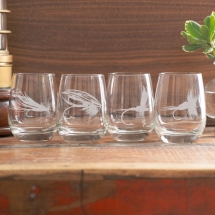 Etched Glassware - Flies Stemless Set of 4 Etched Glassware - Flies Stemless Set of 4