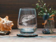 Etched Glassware - Trout Stemless Etched Glassware - Trout Stemless