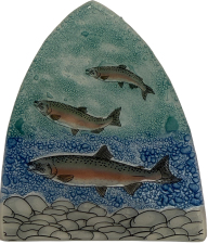 Three Trout Nightlight - Swimming Rainbow Trout Fused Glass