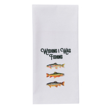 Wishing I Was Fishing Tea Towel