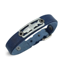 Silver Tone Bronze Trout Stargazer Blue Leather Skinny