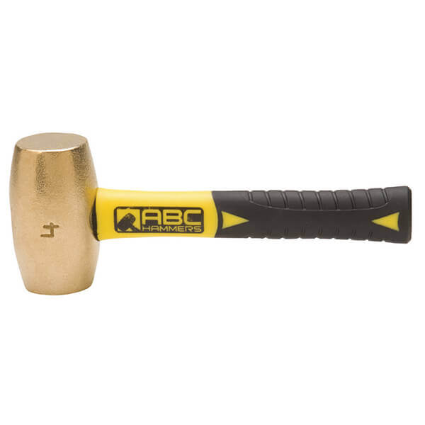 ABC Hammers 4 lb. Brass Hammer 8 Fiberglass Handle ABC4BFS