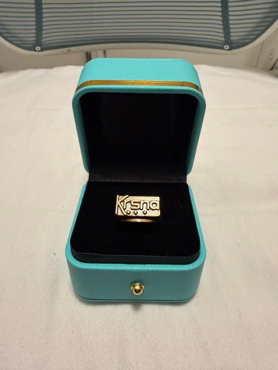 Srila Prabhupada Replica Ring in a box - top view