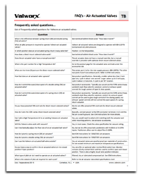 FAQs Air Actuated Valves