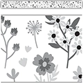 Black & White Floral Straight Border Trim