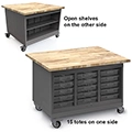 Smith System&reg; Cascade&reg; Maker Table - No Doors, 15 Totes & 2 Open Shelves