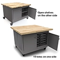 Smith System&reg; Cascade&reg; Maker Table - Doors, 15 Totes & 2 Open Shelves
