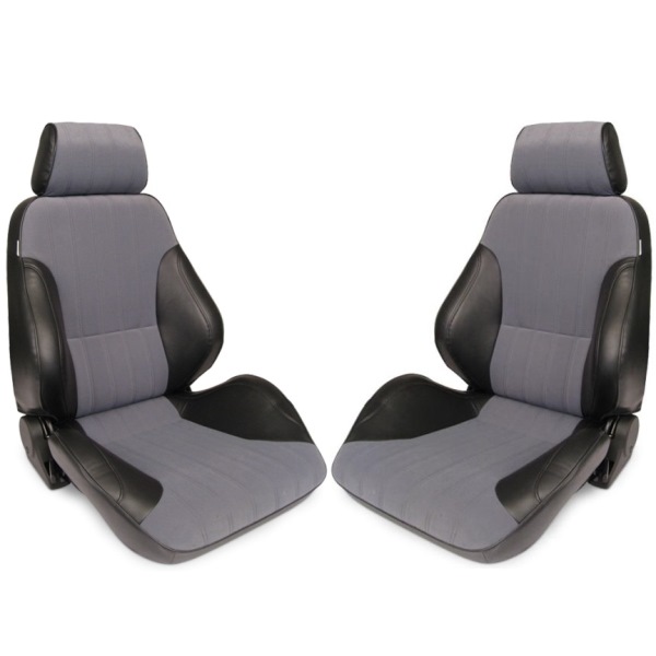 Buy Procar Rally Seats PAIR Black Vinyl/Grey Velour with Sliders
