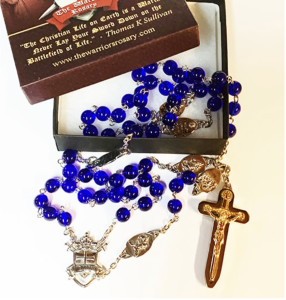 8mm Cobalt Blue Glass Bead Paracord Warrior's Rosary