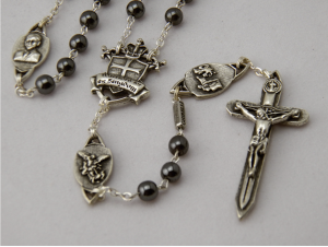 Warrior's Rosary with Male Saints: 6mm Hematite Semi-Precious Stone