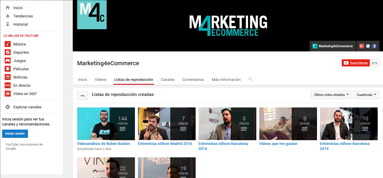Lista de reproducción de Marketing4eCommerce.